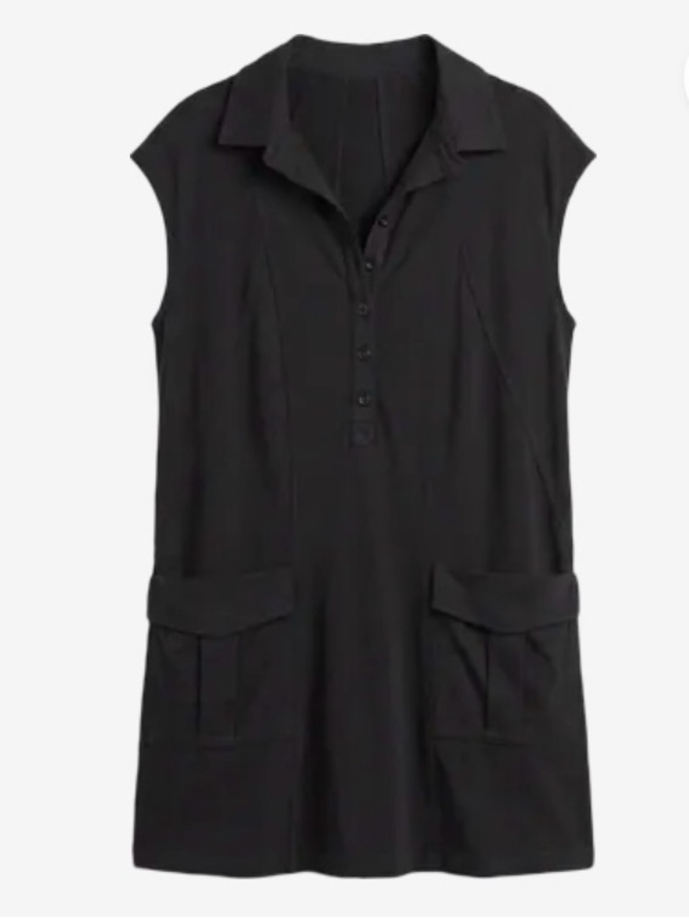 Women’s Black Polo Ruffle-Hem Top